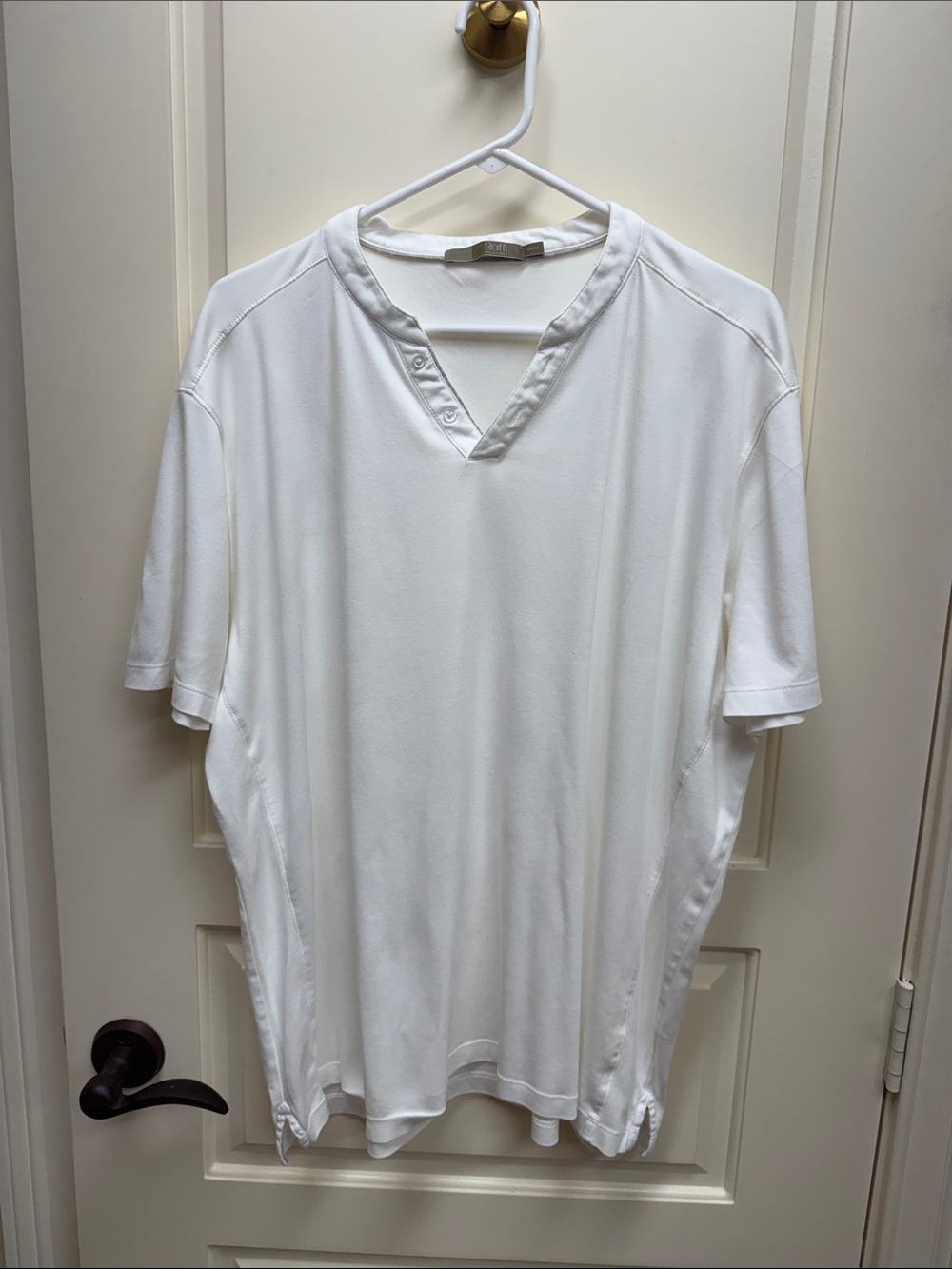Raffi White Short-Sleeve Henley Polo